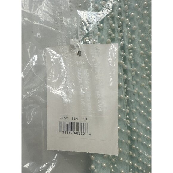 MAC DUGGAL Size 10 Green 93741 ONE SHOULDER Pearl Sequin Midi GOWN Formal Dress - Picture 11 of 11